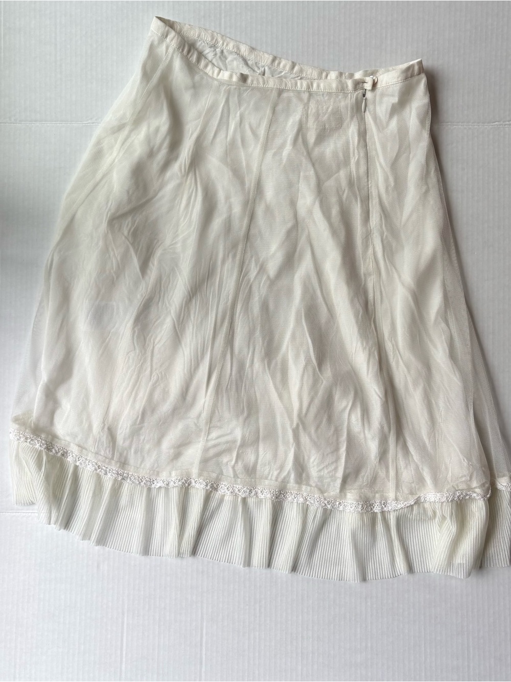 Cream ivory midi tulle skirt sheer overlay lace trim boho fairycore romantic - Picture 3 of 9